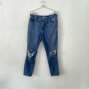 Good American Distressed Blue Ripped Knee Jeans